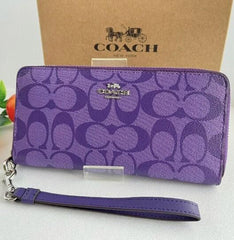 Coach C4452 Signature Zip Around Wallet Purple