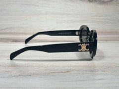 CELINE Triomphe Oval Sunglasses CL40194U Shiny Black – Essence Enclave