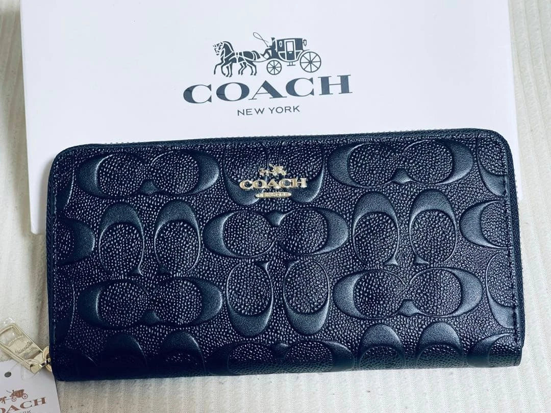 Coach Long Zip Around Wallet Black