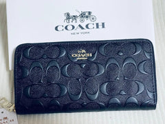 Coach Long Zip Around Wallet Black